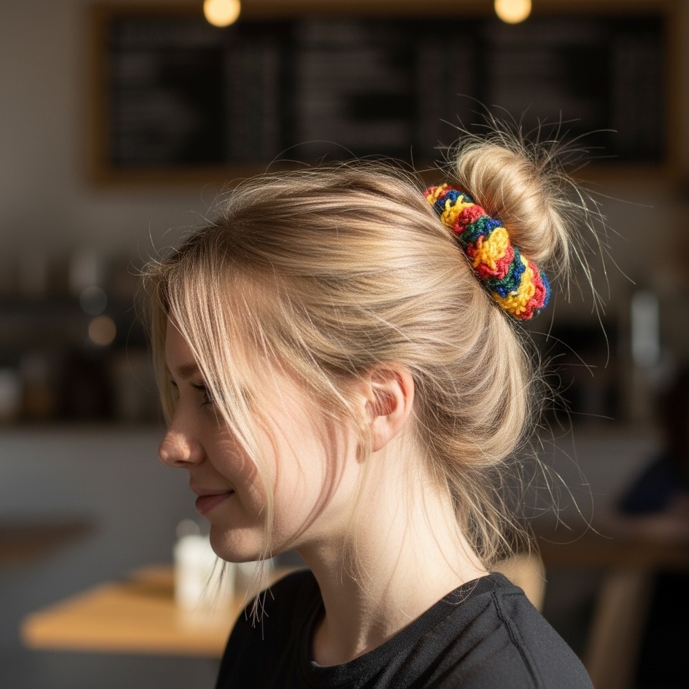 Colorful Multicolor Hair Scrunchie - Picture 3 of 5